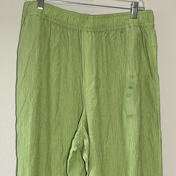 *Discolor on Leg* Madewell NWT Crinkled Crepe Straight-Leg Crop Pants Size Large - Picture 6 of 14